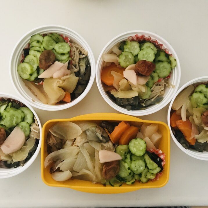 週末の作り置き弁当。少しお仲間が増え、少し味変。